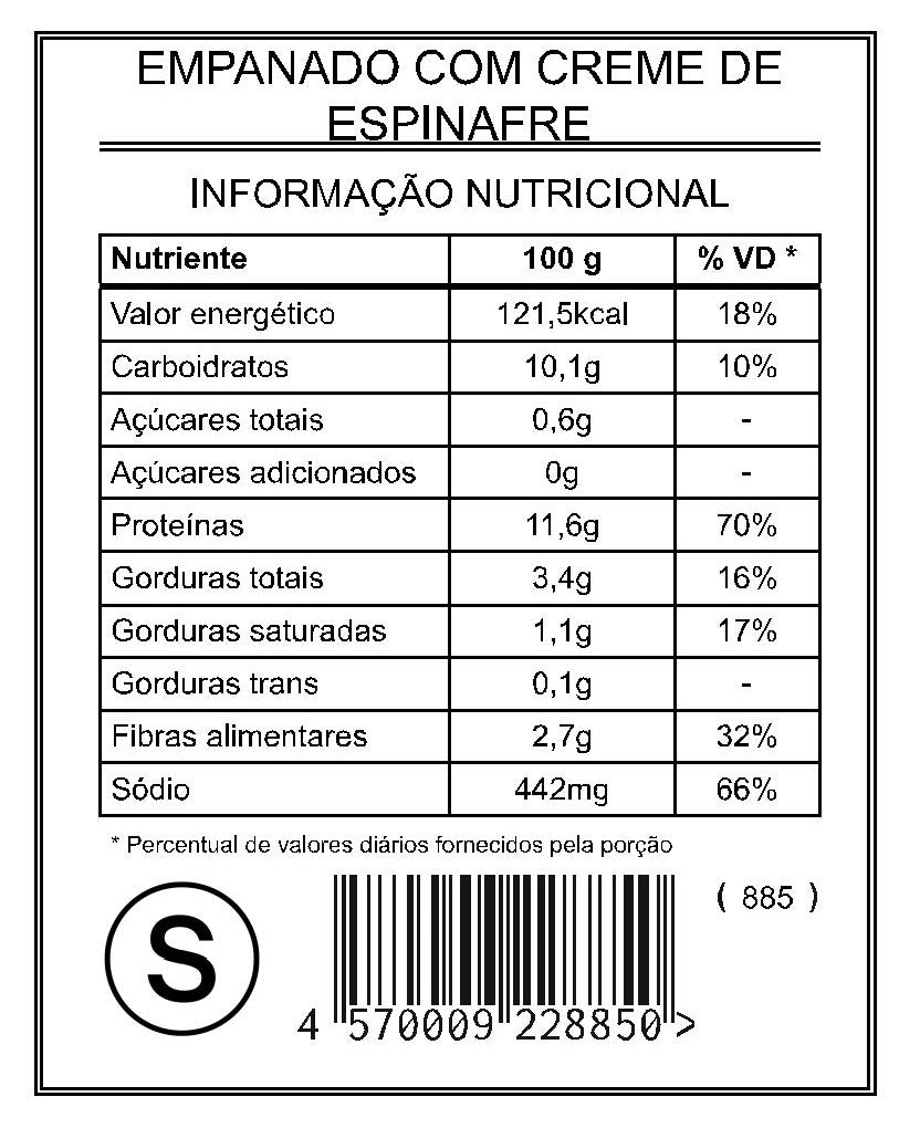 Empanado com Creme de Espinafre "Completo"