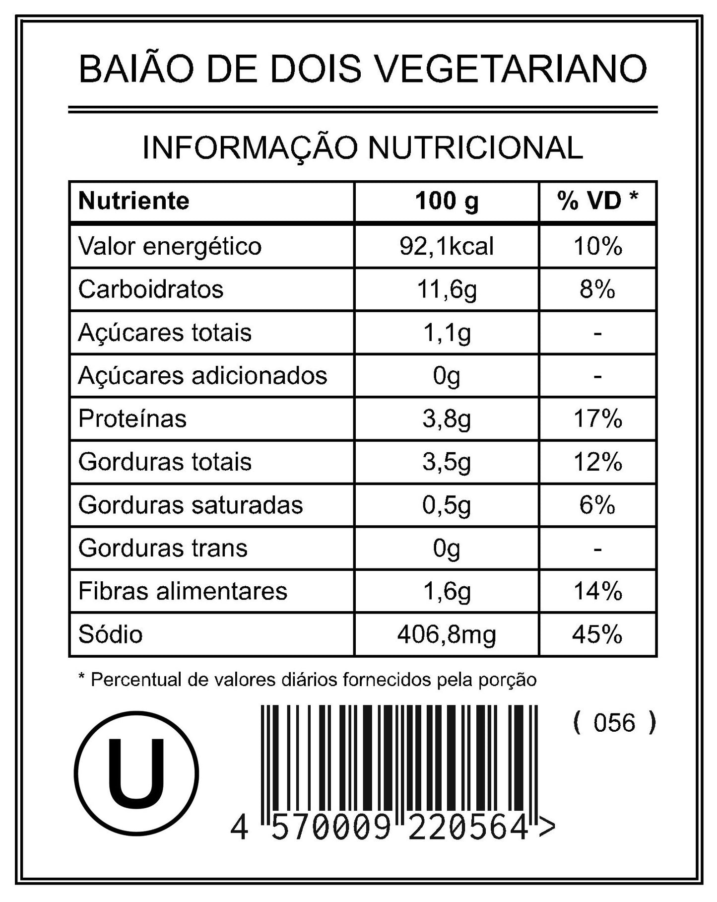 Baião de Dois Vegetariano "Mistura Unitária"