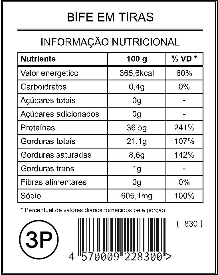 Bife em Tiras (3 Porções)