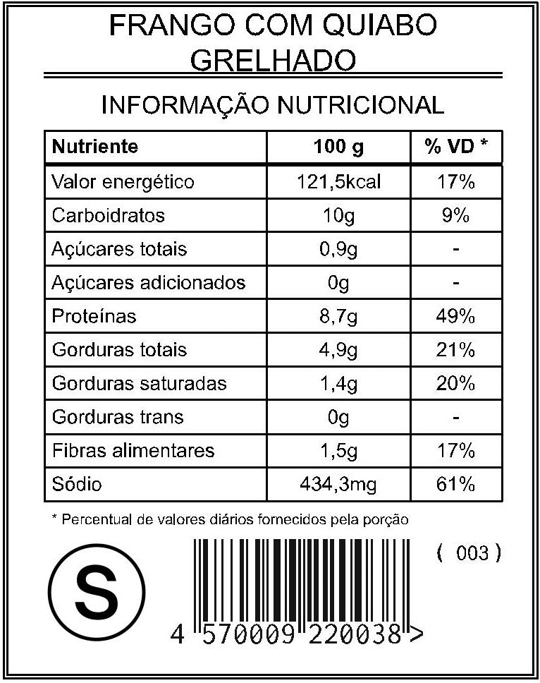 Frango com Quiabo Grelhado "S" - Saúde e Sabor