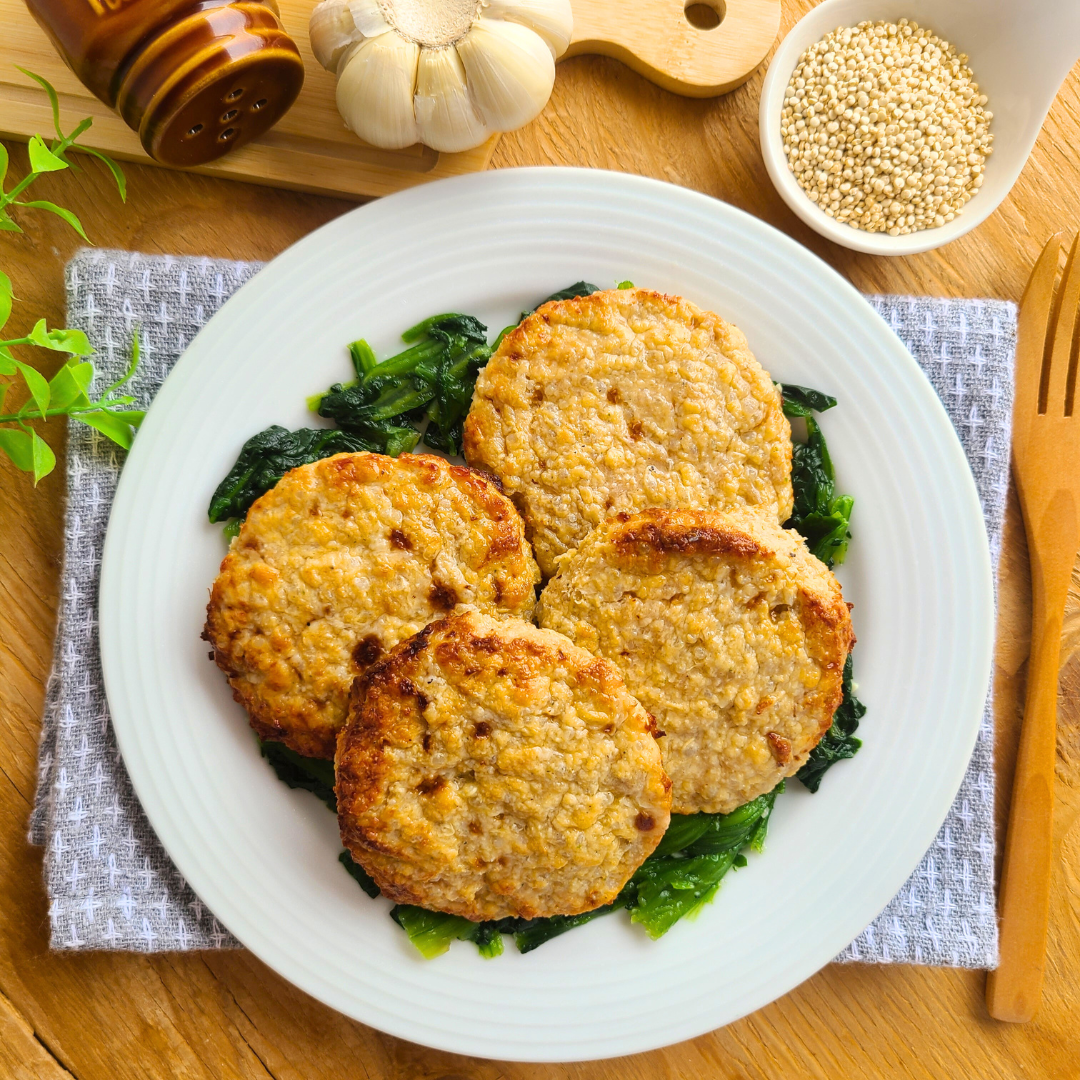 Hamburguinho de Frango com Quinoa "Mistura Dupla" - Saúde e Sabor