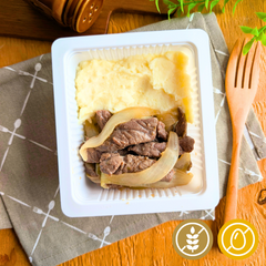 Bife Acebolado com Purê de Batata "Mistura Unitária"