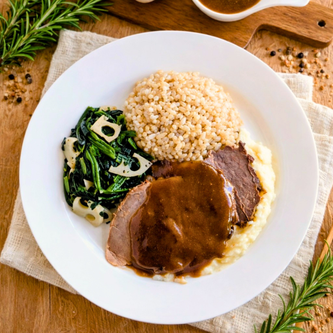 Carne Assada com Purê de Batata "Completo"