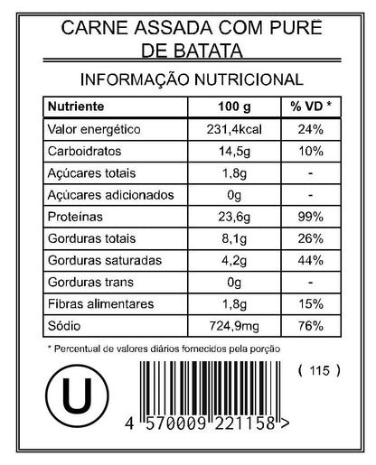 Carne Assada com Purê de Batata "Mistura Unitária"