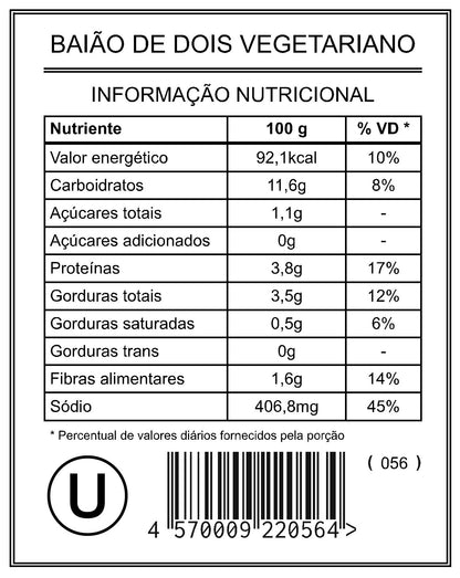Baião de Dois Vegetariano "Mistura Unitária"