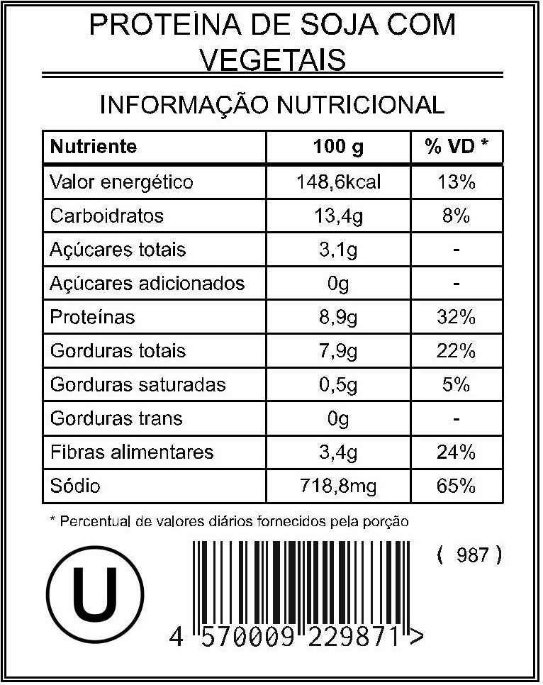 Proteína de Soja com Vegetais "Mistura Unitária"