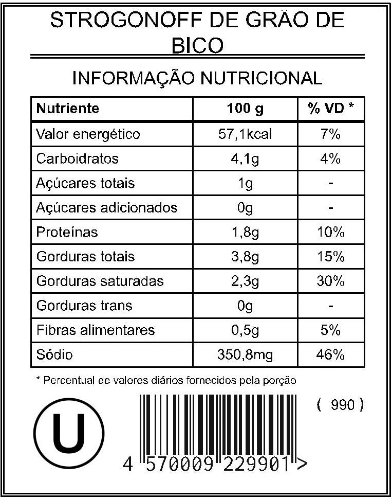 Strogonoff de Grão de Bico "Mistura Unitária"