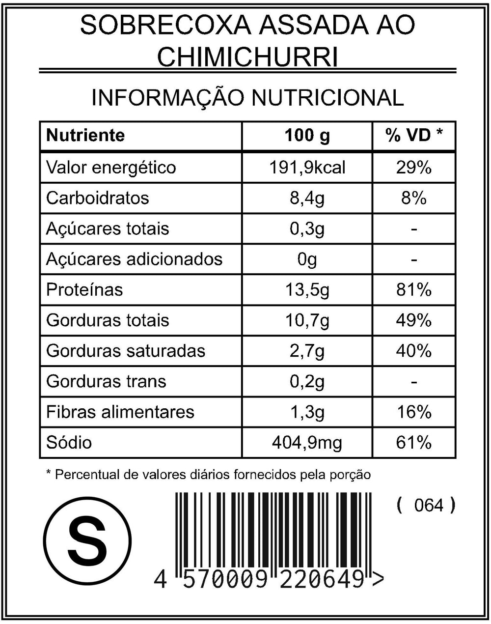 チミチュリソース添えローストチキンもも肉「S」