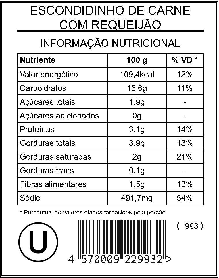 Escondidinho de Carne com Requeijão “Mistura Unitária”