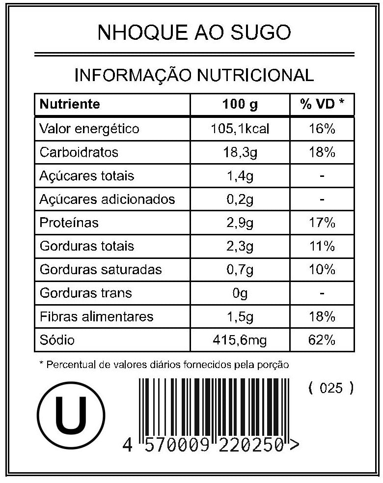 Nhoque ao Sugo "Mistura Unitária"