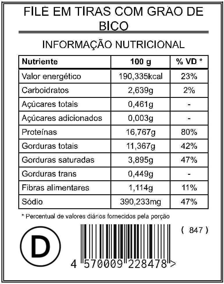 Filé em Tiras com Grão de Bico "Mistura Dupla" - Saúde e Sabor