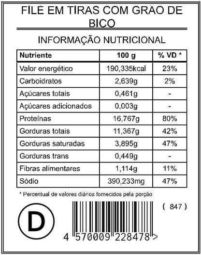 Filé em Tiras com Grão de Bico "Mistura Dupla" - Saúde e Sabor