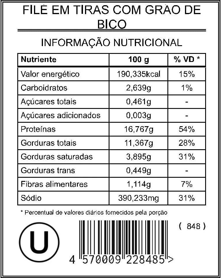 Filé em Tiras com Grão de Bico "Mistura Unitária" - Saúde e Sabor