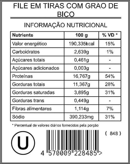 Filé em Tiras com Grão de Bico "Mistura Unitária" - Saúde e Sabor