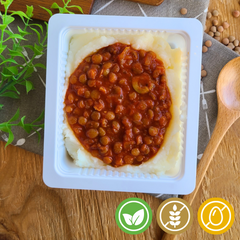 Pure de Batatas com Molho de Lentilha